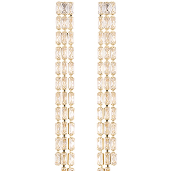 3 Line Baguette Drop Earrings - Picture 1 of 2